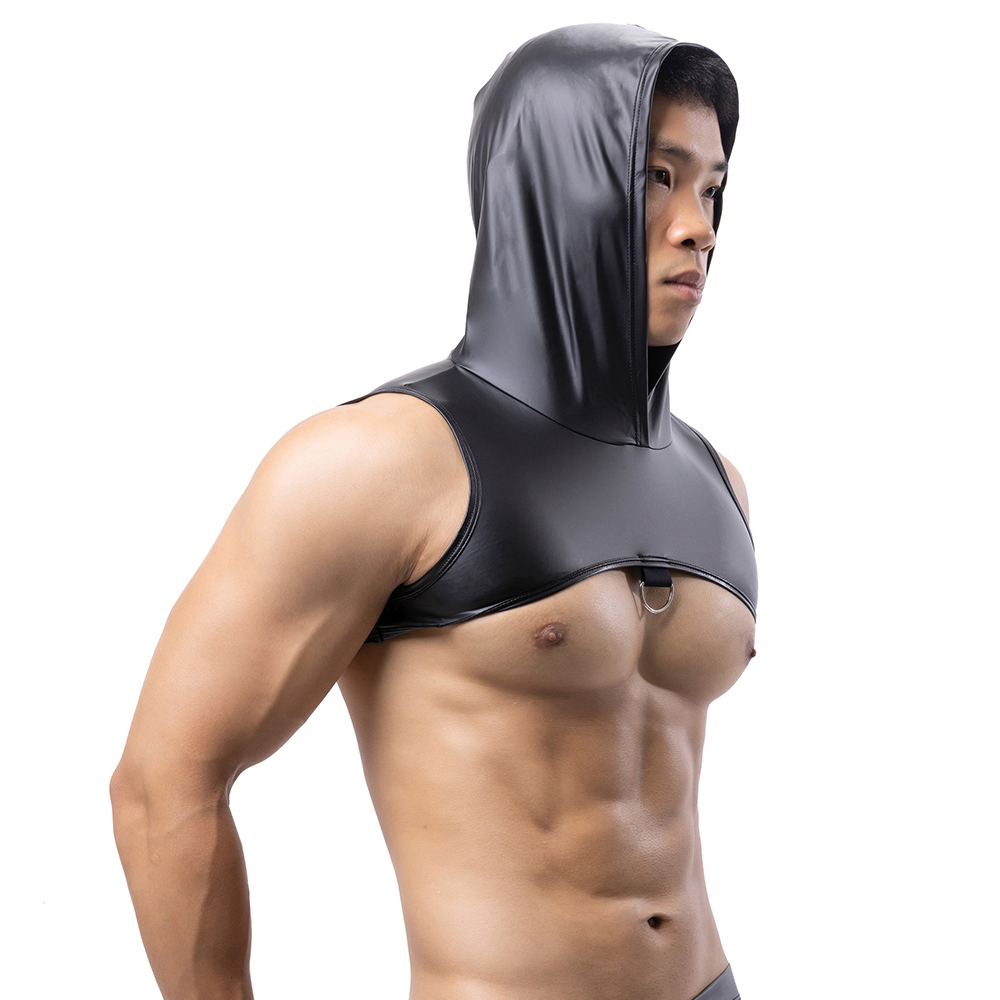 Gymnastic Ring - Mannen kunstleer fitness tanktops met capuchon